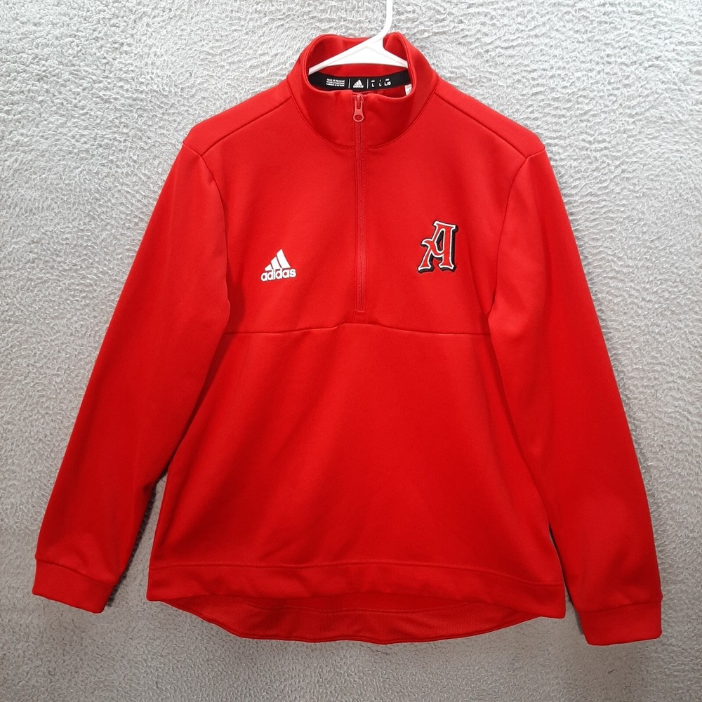 Adidas Sweatshirt Womens Large Red Pullover Aeroready Activewear Jogging Gym